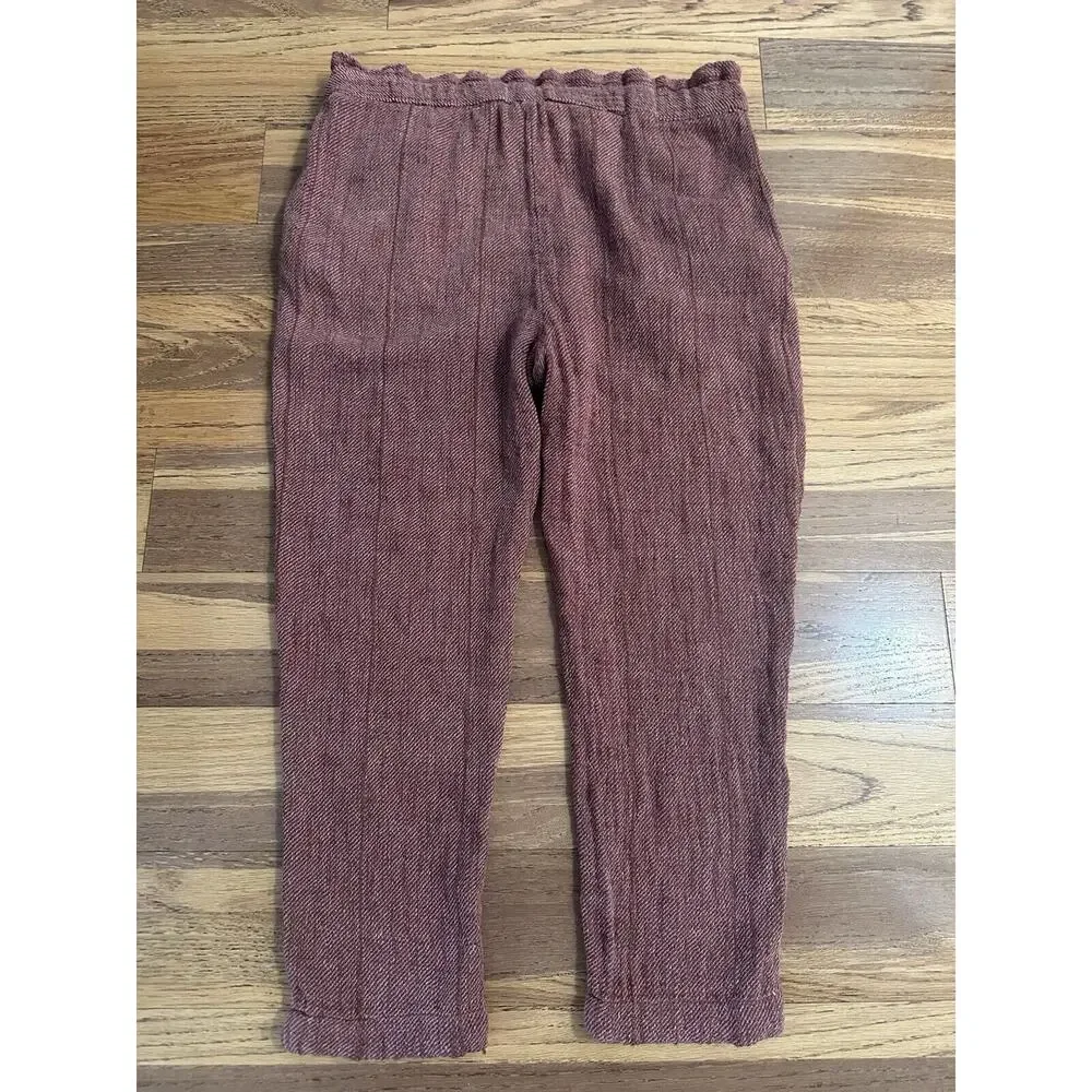 Free People Women’s Cropped Paper Bag Pants, Dusty Rose,‎ NO BELT, Size 12
